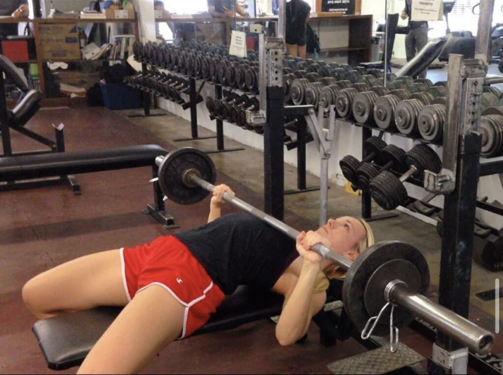 horizontal pressing exercises: bench press, by Kathryn Alexander Austin personal trainer